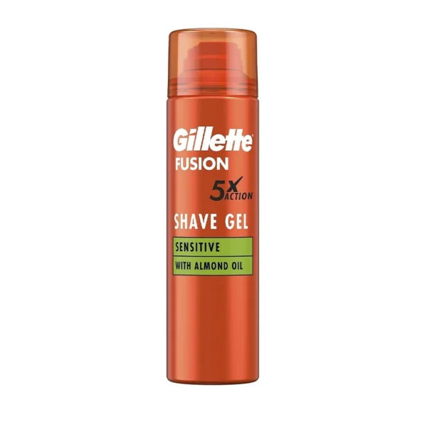 ژل اصلاح ژیلت فیوژن انگلستان مدل  5x action sensitive _Gillette حجم 200ml
